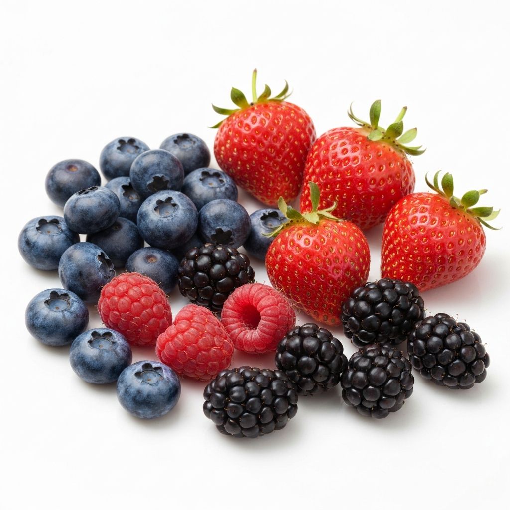 Assortment of fresh berries - blueberries, strawberries, raspberries